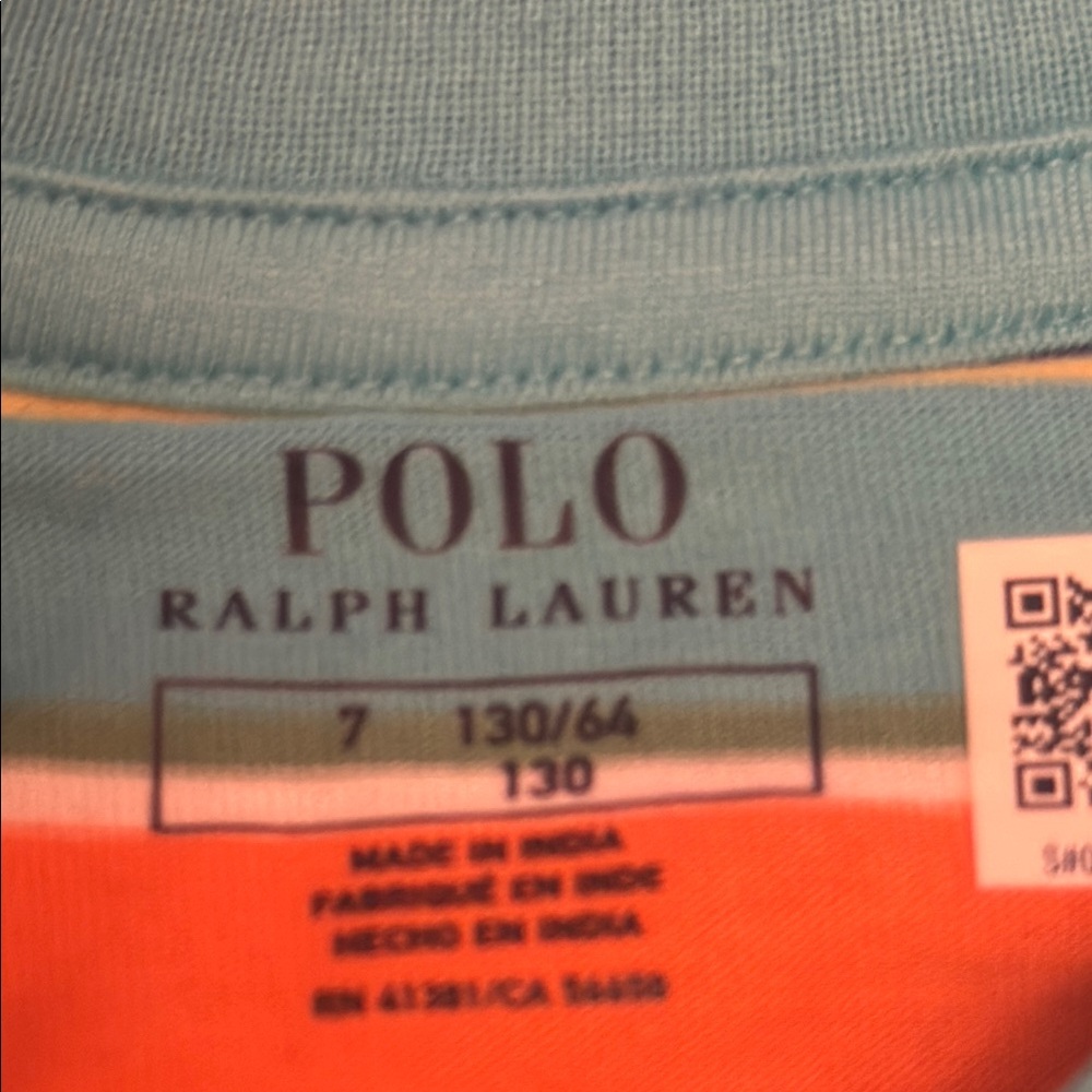 NWT Polo by Ralph Lauren boys Blue and Orange Striped Short Sleeve Tee - Picture 4 of 7